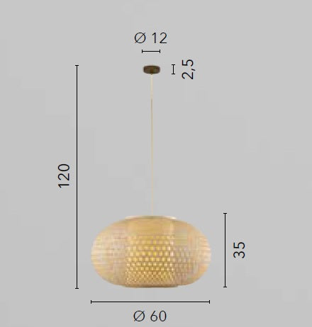 Lampadario a sospensione ZEN in bambù naturale 60 cm.1XE27 60X60X120CM I-ZEN-S-XXL