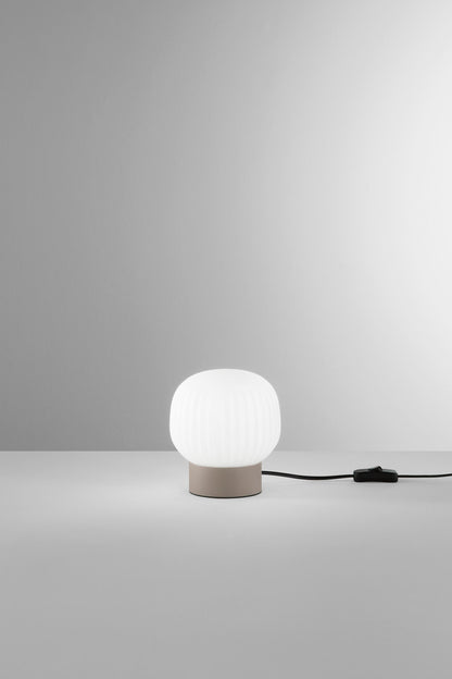 FANEUROPE LAMPADA DA TAVOLO ERIS BIANCO E MARRONE IN ALLUMINIO+VETRO 1XE14 D15X16CM  I-ERIS-L