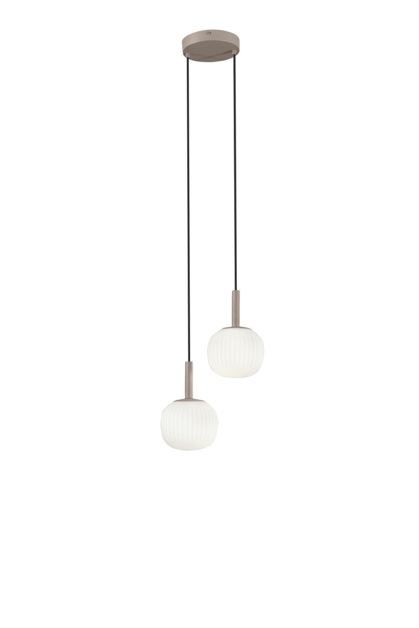 FANEUROPE SOSPENSIONE  ERIS BIANCO E MARRONE IN ALLUMINIO+VETRO 2XE14 26X15X150CM