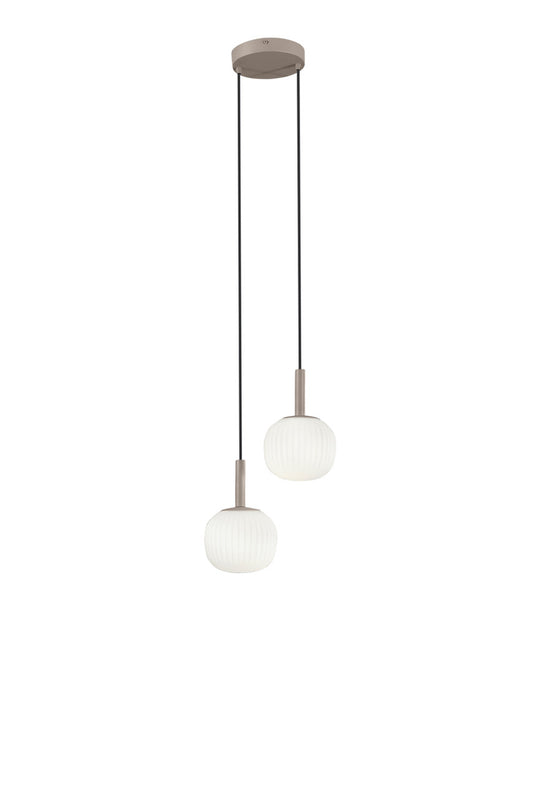 FANEUROPE SOSPENSIONE  ERIS BIANCO E MARRONE IN ALLUMINIO+VETRO 2XE14 26X15X150CM