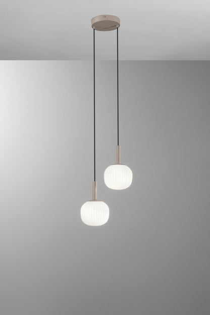 FANEUROPE SOSPENSIONE  ERIS BIANCO E MARRONE IN ALLUMINIO+VETRO 2XE14 26X15X150CM