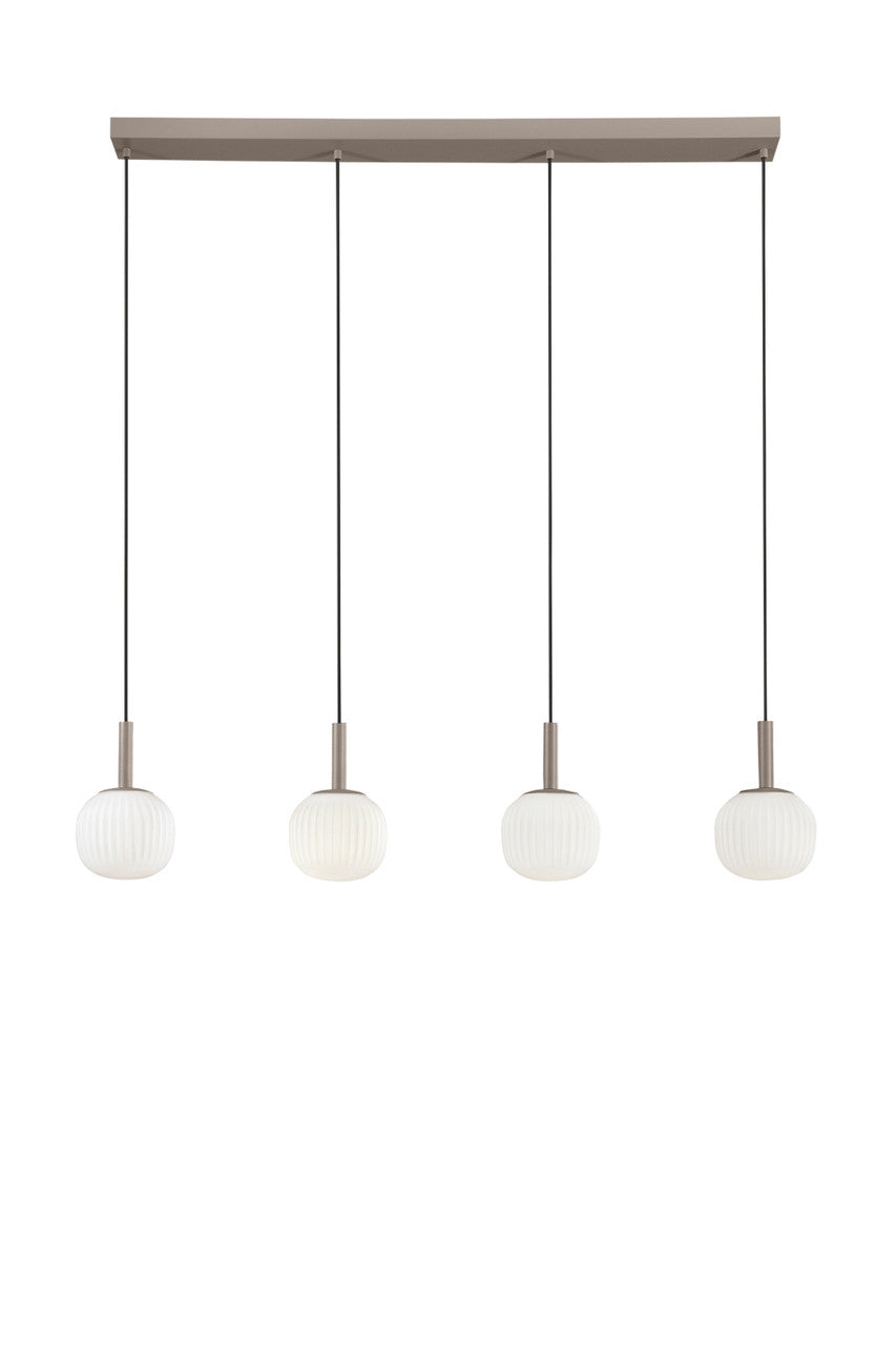 FANEUROPE SOSPENSIONE ERIS BIANCO E MARRONE QUATTRO PENDENTI IN ALLUMINIO+VETRO 4XE14 114X16X150CM I-ERIS-4