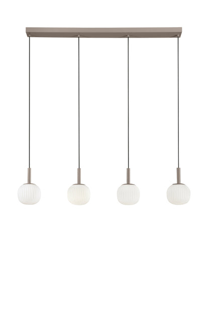 FANEUROPE SOSPENSIONE ERIS BIANCO E MARRONE QUATTRO PENDENTI IN ALLUMINIO+VETRO 4XE14 114X16X150CM I-ERIS-4