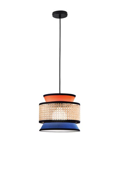 FANEUROPE SOSPENSIONE GAZEBO ARANCIONE+BLU+RATTAN NATURALE 1XE27 D26X200CM I-GAZEBO-S26-AB