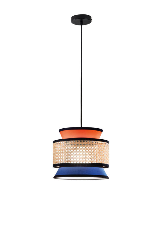 FANEUROPE SOSPENSIONE GAZEBO ARANCIONE+BLU+RATTAN NATURALE 1XE27 D26X200CM I-GAZEBO-S26-AB