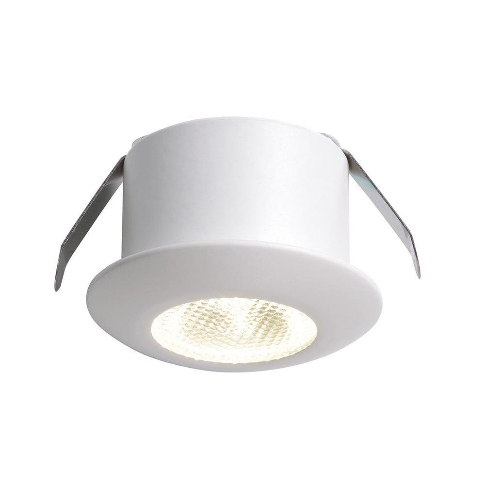 Mini Faretto  Incasso LED ASSO rotondo in alluminio bianco 1,2W DC24V 3.2 cm. 100LM con luce BLU INC-ASSO-R30-BLU
