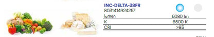 Faretto ad incasso LED DELTA bianco estraibile per generi alimentari 30W 6500K CRI>93 19 5X23CM INC-DELTA-38FR