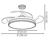 FANEUROPE Plafoniera led ventilatore nera 36W 3CCT 3000k/4000k/6500k 4668LM DIAM 50CM CON VENTOLE APERTE DIAM. 106,6 CM LED-ALBATROS-NER