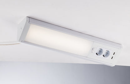 Sottopensile LED HABILIS bianco 15W 1750LM 4000K  luce naturale con presa schuko e USB LED-HABILIS-AP