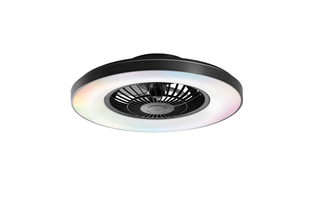 Plafoniera led ventilatore integrato nera 40W 5500LM e tecnologia  Dotata di telecomando wireless e speaker Bluetooth integrato LED-GARBIN-NER