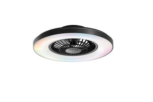 Plafoniera led ventilatore integrato nera 40W 5500LM e tecnologia  Dotata di telecomando wireless e speaker Bluetooth integrato LED-GARBIN-NER