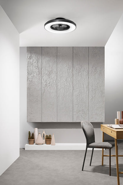 Plafoniera led ventilatore integrato nera 40W 5500LM e tecnologia  Dotata di telecomando wireless e speaker Bluetooth integrato LED-GARBIN-NER