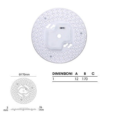 disco Modulo a LED 24W calamitato CCT selezionabile 3000/4000/6000 K con alimentatore incorporato 220v 24W MODA24K