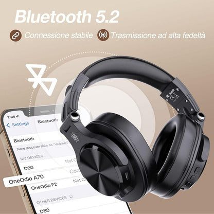 OneOdio Fusion A70 Cuffie Hi-Res DJ Wireless ec/ Cavo, Microfono Stereo Hi-Fi ONEOA70021B