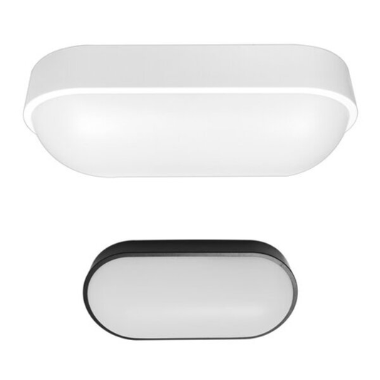 BOT LIGHTING Plafoniera ovale con diffusore in PC 18W 1750lm IP65 in dotazione anello nero e bianco OVIEDO18O