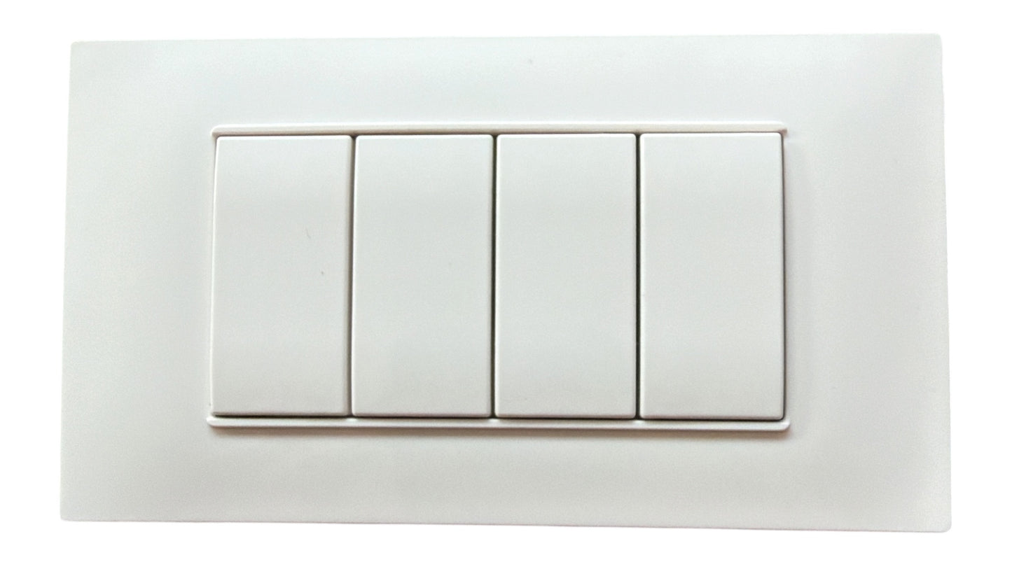 Placca Tecnopolimero Bianca 4 posti GEM  compatibile con Vimar Plana MAPAM P6004-BI