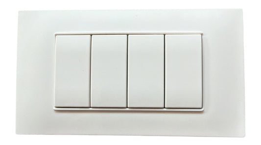 Placca Tecnopolimero Bianca 4 posti GEM  compatibile con Vimar Plana MAPAM P6004-BI