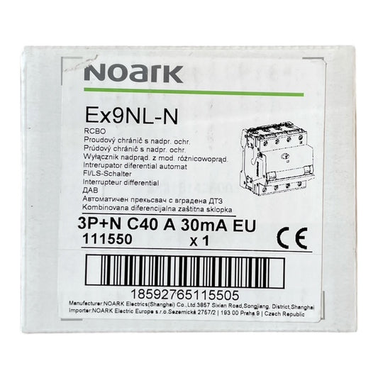 Noark Interruttore magnetotermico differenziale Ex9NL-N 3P+N C40 A 30mA TIPO A 30mA 6K 111550