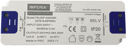 Imperia ALIMENTATORE ULTRA SLIM 24V MAX 50W DC IP20 PER STRIP LED 207918