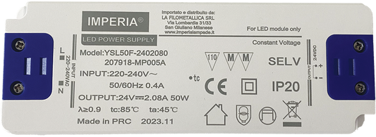 Imperia ALIMENTATORE ULTRA SLIM 24V MAX 50W DC IP20 PER STRIP LED 207918