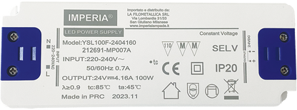 Imperia ALIMENTATORE ULTRA SLIM 24V MAX 100W DC IP20 PER STRIP LED 212691