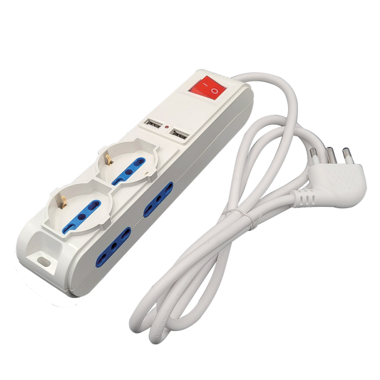 Multipresa Imperia Usb 2xP40 +4 P17/11 +2 16A 3500w interruttore luminoso bianca 900857