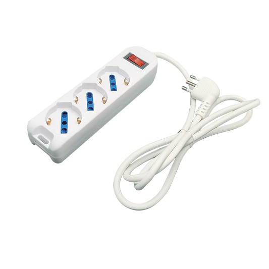Multipresa Imperia  appendibile 3xP40 +INTERR+ PROTEZ. CAVO 1,5MT spina 10A 2500w  bianca interruttore   CAVO 1,5MT 900772