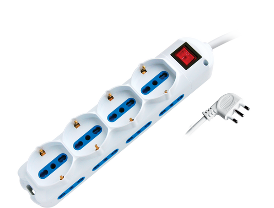 Multipresa Imperia 12P 4xP40 + 8 P17/11 appendibile 16A 3500w bianca interruttore luminoso  CAVO 1,5MT 900062