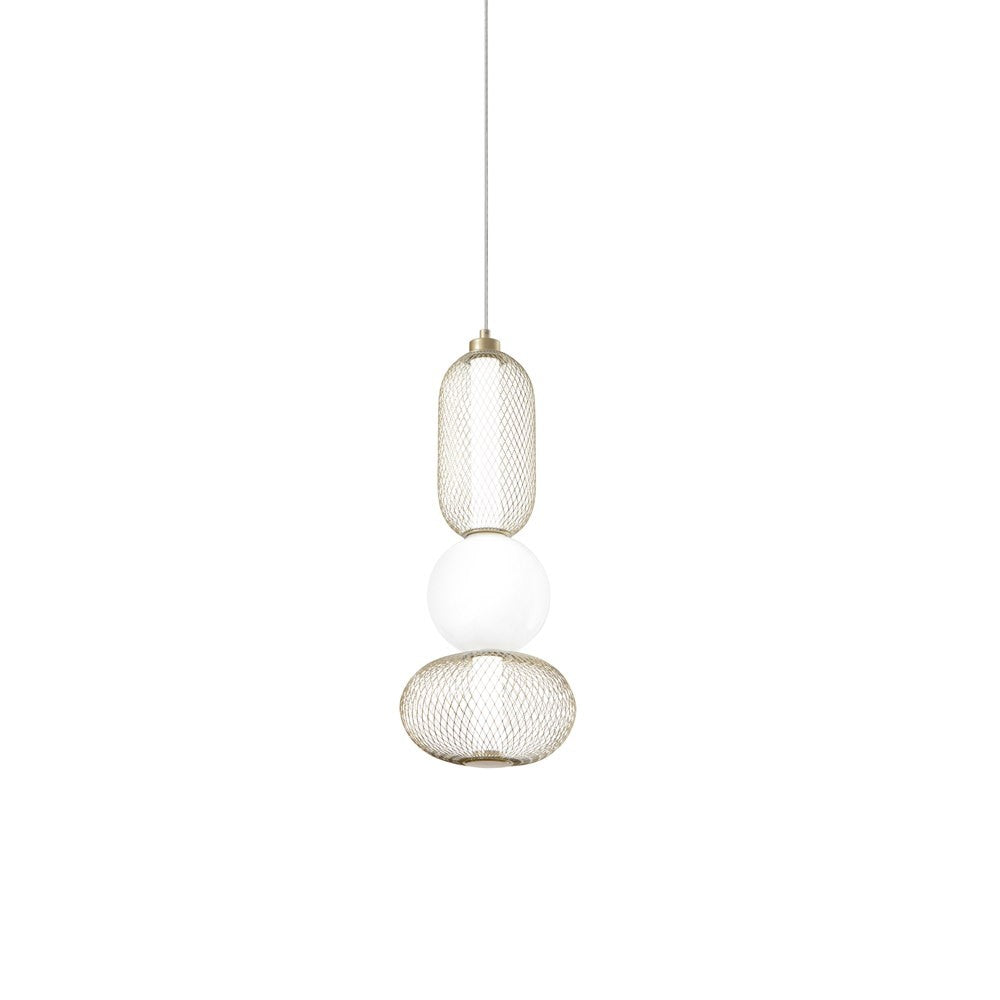 Sospensione INKAS in vetro soffiato con 2 diffusori in metallo oro CCT LED-INKAS-S3-ORO