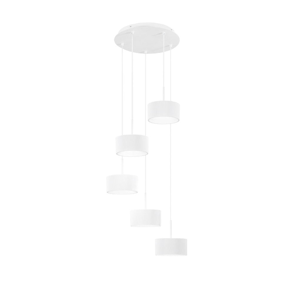 SOSPENSIONE 5 LUCI LED PATTY BIANCO 40W CCT 3000K-4000K-6500K LED-PATTY-S5-BCO