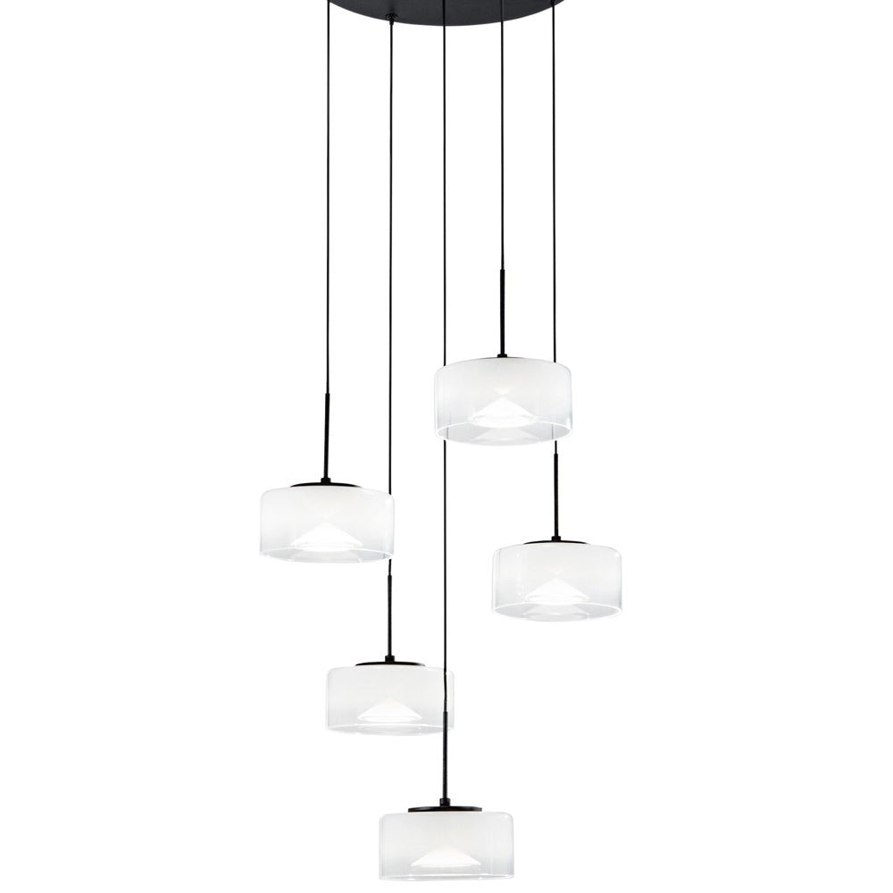Sospensione EMILY in metallo con 5 diffusori bianchi e luminosità regolabile LED-EMILY-S5