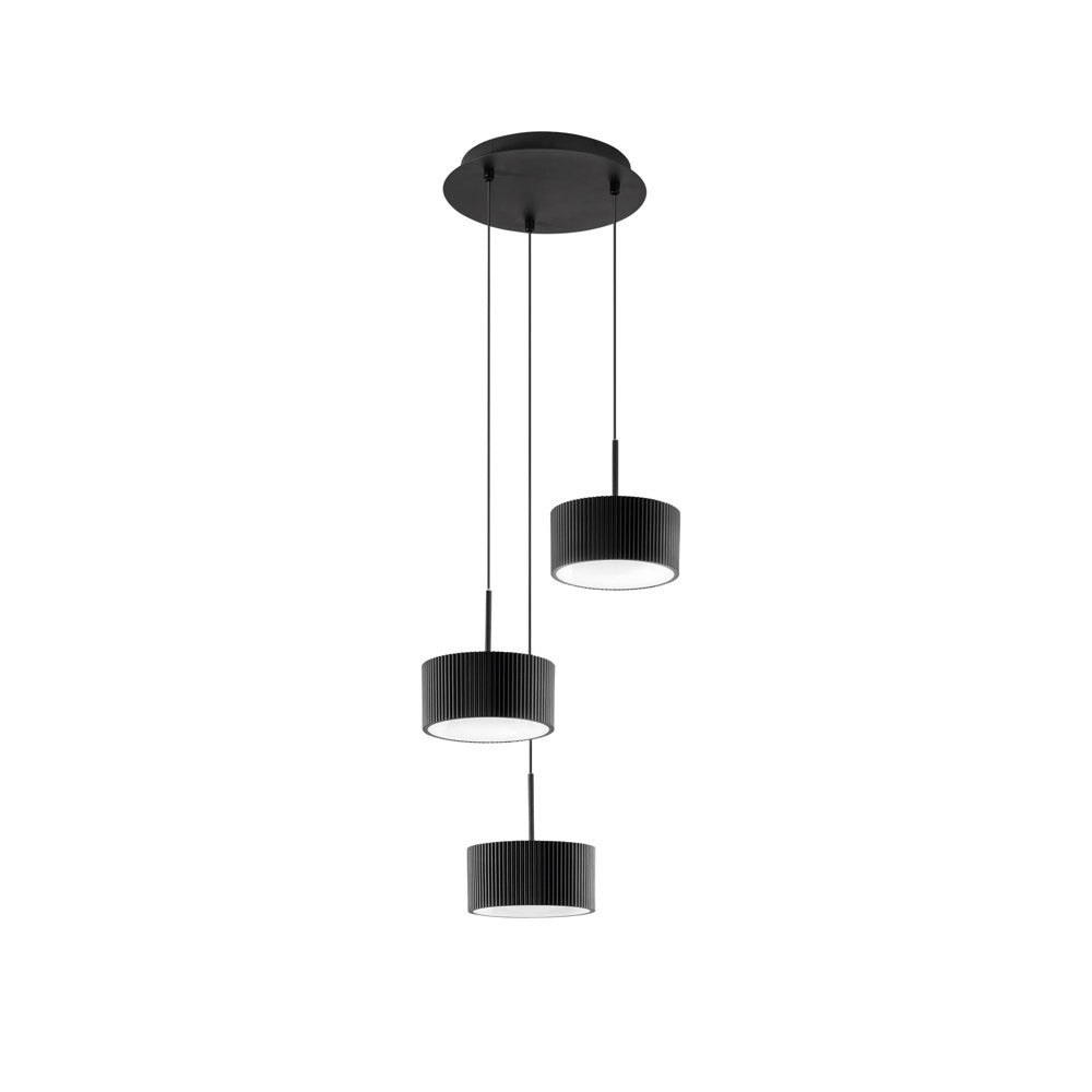 SOSPENSIONE 3 LUCI LED PATTY NERO 30W CCT 3000K-4000K-6500K LED-PATTY-S3-NER