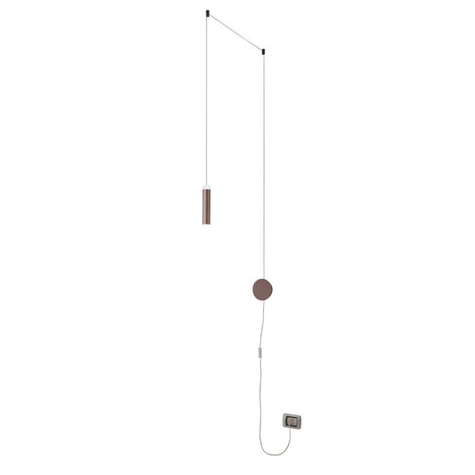 Applique LED CANDLE in alluminio bronzo con cavo regolabile e presa luce biemissione LED-CANDLE-AP1