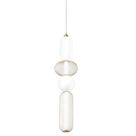 Lampadario a sospensione INKAS con 2 elementi in vetro soffiato e 2 diffusori in metallo oro CCT LED-INKAS-S4-ORO