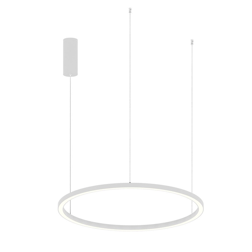 Sospensione LED HOOP in alluminio bianca diffusore in acrilico e cavi regolabili CCT 80cm. LED-HOOP-S80-BCO