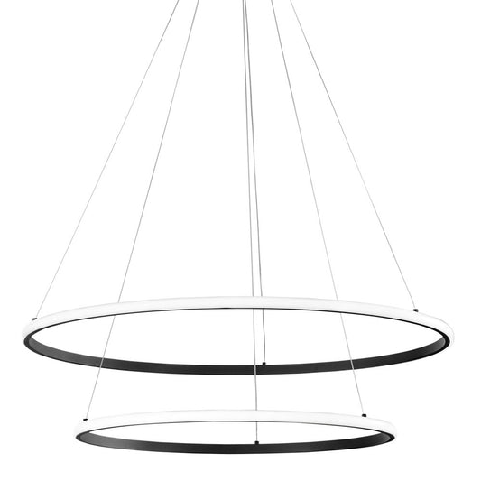 Sospensione Led Axis con doppio diffusore nero in silicone 60cm. 80cm. CCT LED-AXIS-S8060-NER