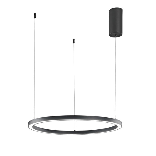 Sospensione LED HOOP in alluminio nera diffusore in acrilico e cavi regolabili CCT 60cm. LED-HOOP-S60-NER