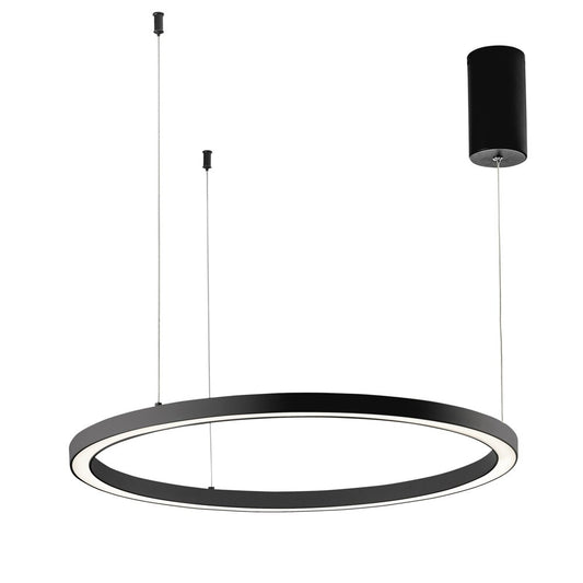 Sospensione LED HOOP in alluminio nera diffusore in acrilico e cavi regolabili CCT 80cm. LED-HOOP-S80-NER