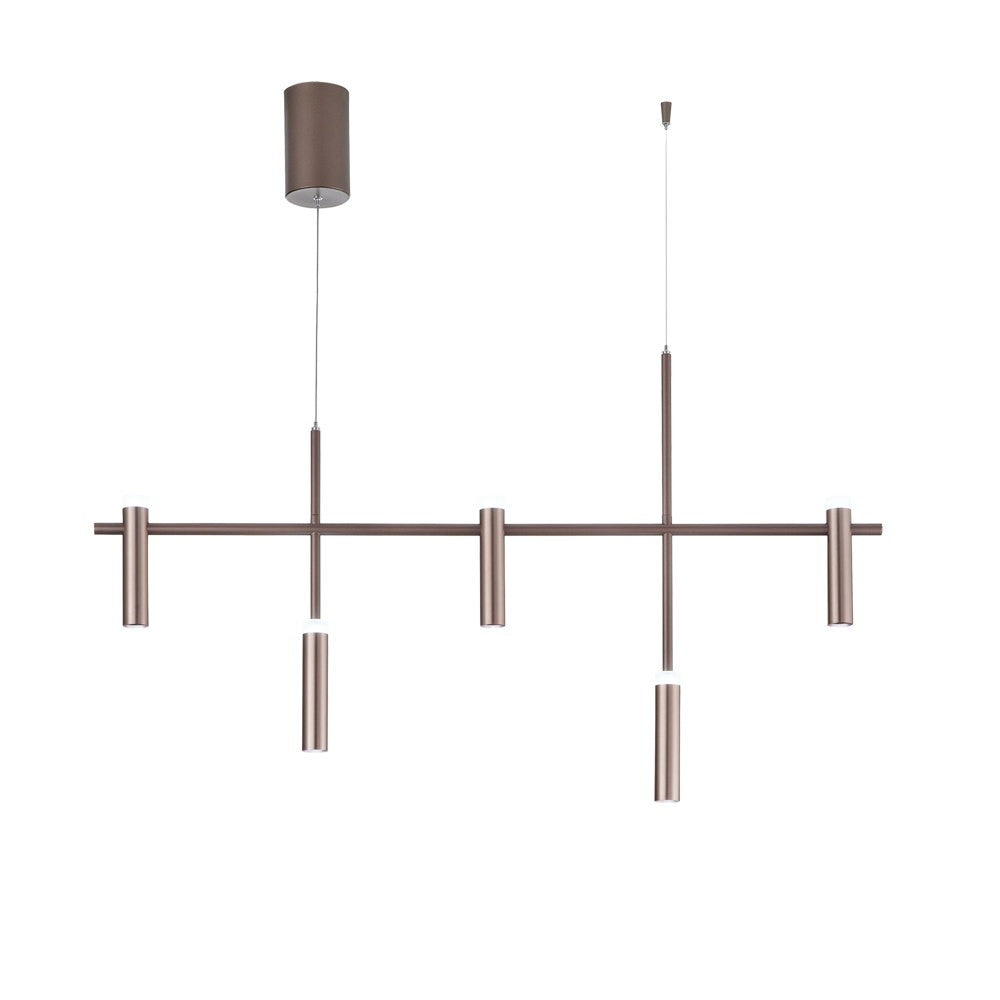Sospensione LED CANDLE in alluminio bronzo 5 luci biemissione LED-CANDLE-S5