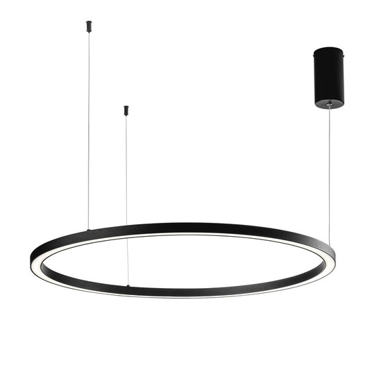 Sospensione LED HOOP in alluminio nera diffusore in acrilico e cavi regolabili CCT 120cm. LED-HOOP-S120-NER