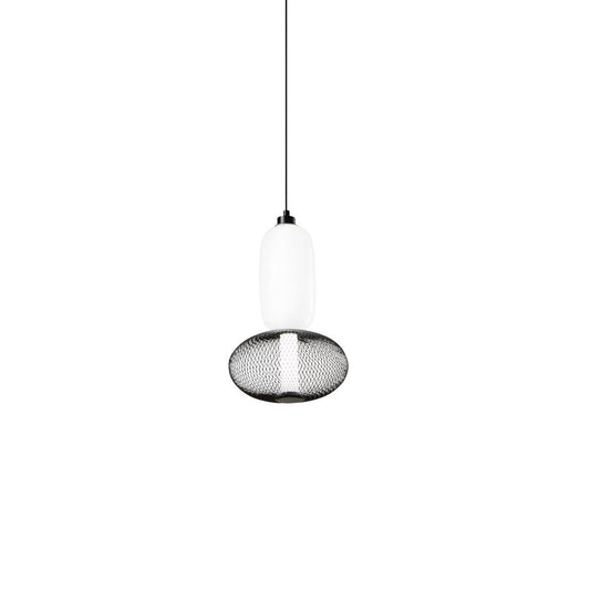 Lampadario a sospensione INKAS in vetro soffiato con 1 diffusore in metallo nero CCT LED-INKAS-S2-NER