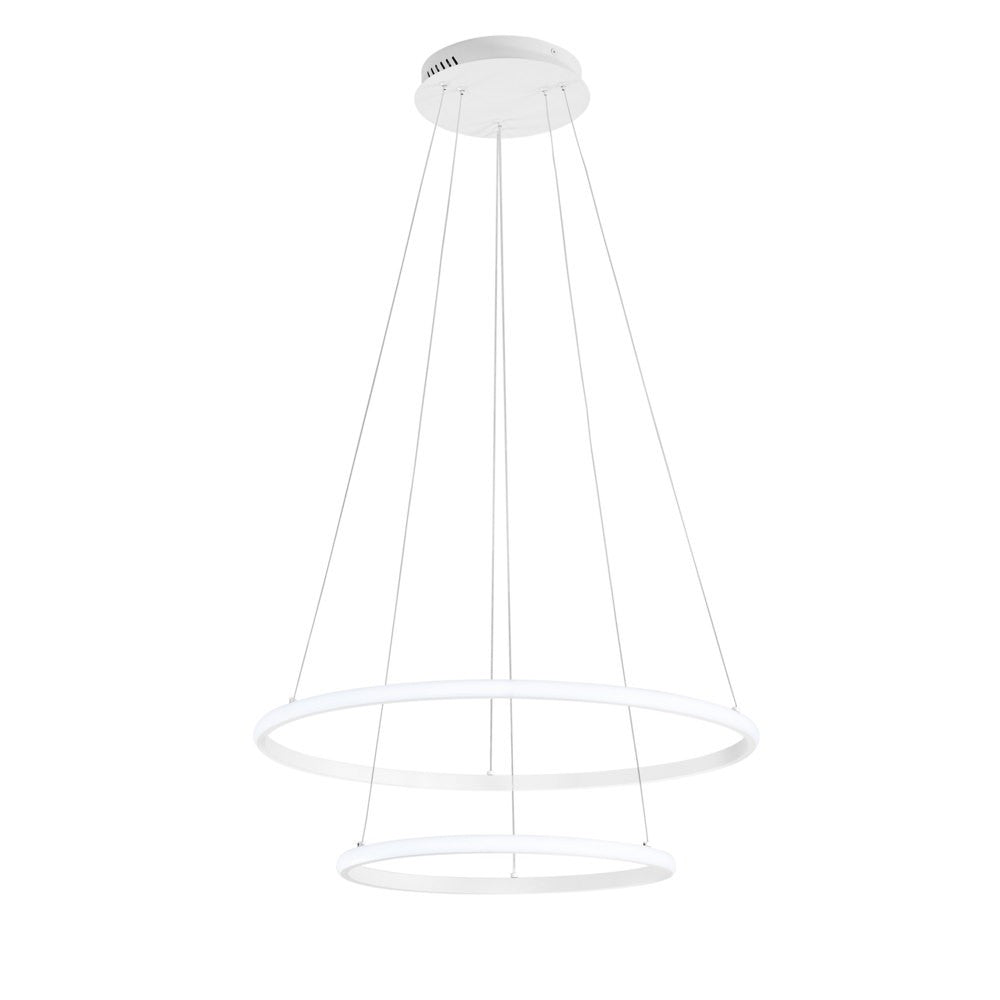 Sospensione Led Axis con doppio diffusore bianco in silicone Ø 40cm. Ø 60cm. CCT LED-AXIS-S6040-SPI