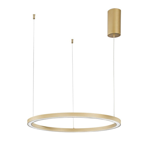 Sospensione LED HOOP in alluminio oro diffusore in acrilico e cavi regolabili CCT 60cm. LED-HOOP-S60-ORO