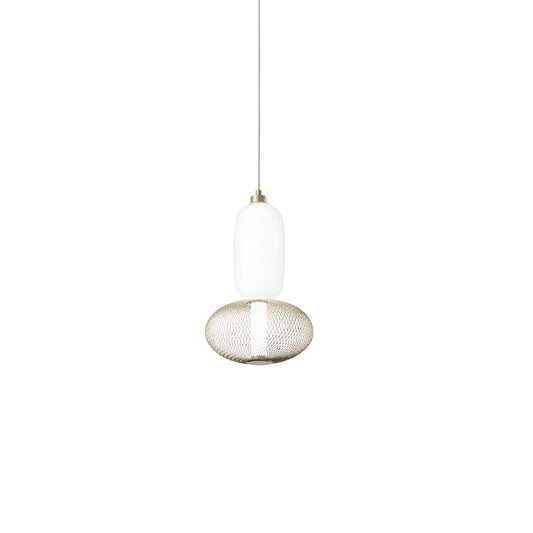 Sospensione INKAS in vetro soffiato con 1 diffusore in metallo oro CCT LED-INKAS-S2-ORO