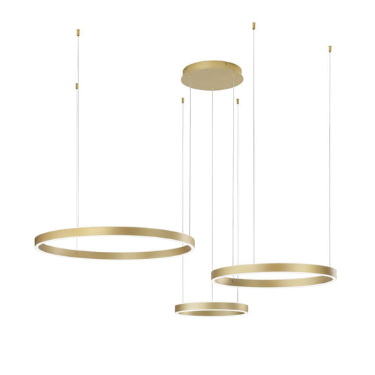Sospensione LED AKROBAT in metallo oro con 3 anelli biemissione CCT LED-AKROBAT-S3-ORO