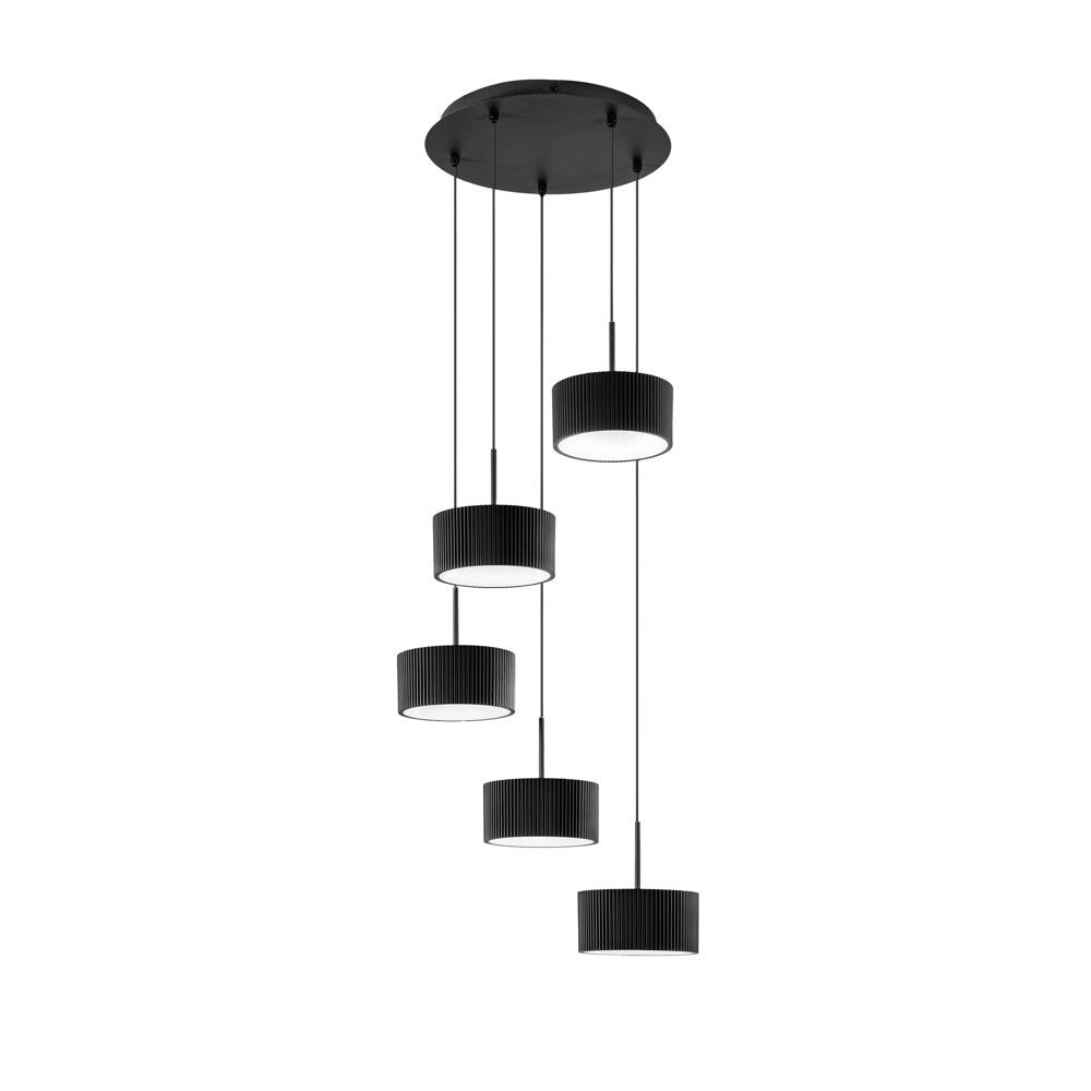 SOSPENSIONE 5 LUCI LED PATTY NERO 40W CCT 3000K-4000K-6500K LED-PATTY-S5-NER