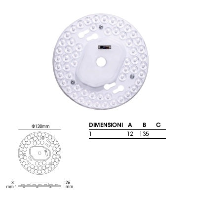 disco Modulo a LED 18W calamitato CCT selezionabile 3000/4000/6000 K con alimentatore incorporato 220v MODA18K