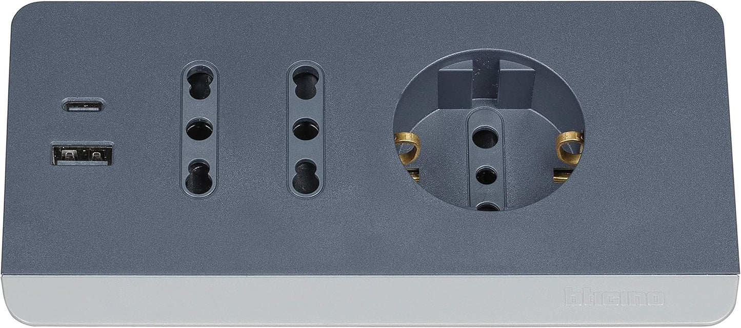 Multipresa da scrivania Bticino con 2 prese USB tipo A+C - bianca -nera S3711DBU - S3711GBU