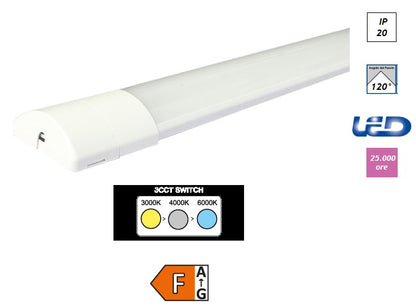 Plafoniera sottopensile led integrato iLinea imperia 3CCT 3 potenze 5 varianti di misura 30cm 4-6-8w/60cm8-12-16w/90cm 18-20-22w/120cm 22-26-30w/150cm 30-35-40w