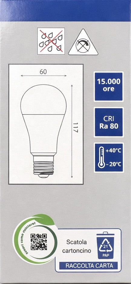 Lampadina led goccia infraredSensor termoplastica 11w 4000k luce naturale E27 1200lm equivalente 83w cod215036